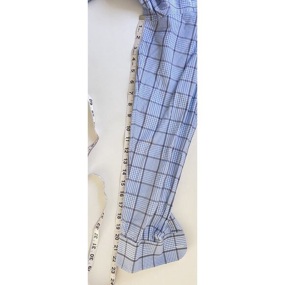 Ermenegildo Zegna Shirt Mens Long Sleeve Button Up Blue Tan Windowpane Size L - Picture 8 of 9